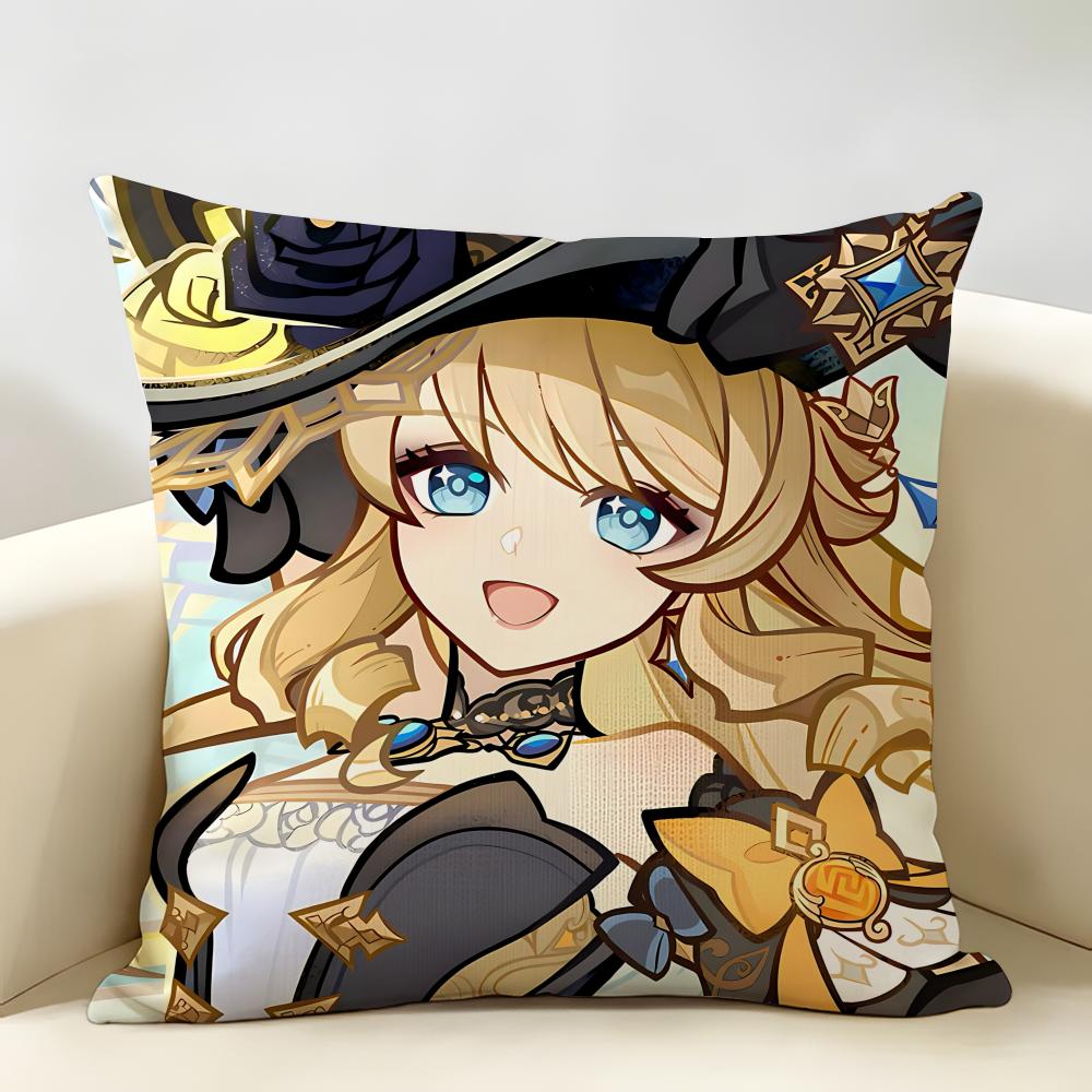 Navia Genshin Impact Cushion Cover Natural Linen Organic Fabric DoubleSided Printing Room Sofa Decor Pillow Case