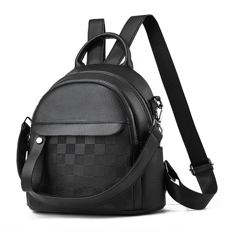 

Textured small backpack, middle-aged women s soft schoolbag, dual-purpose bag, shoulder bag, large-capacity women s new bags.