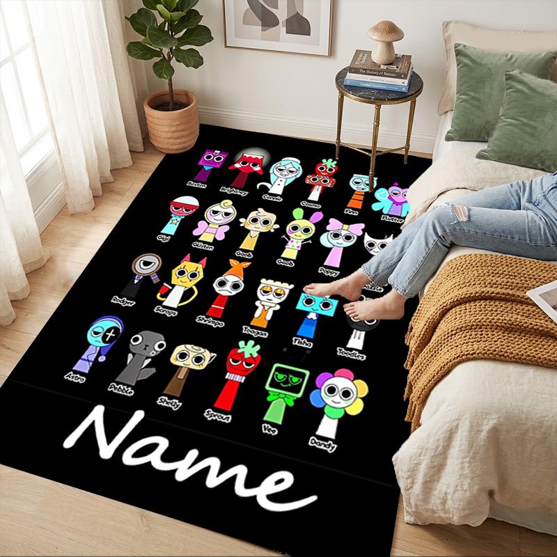 Custom Name Colorful Faces Living Room Non-Slip Area Rug Soft Carpet for Bedroom Kids Playroom Sofa Office Home Decor Doormat