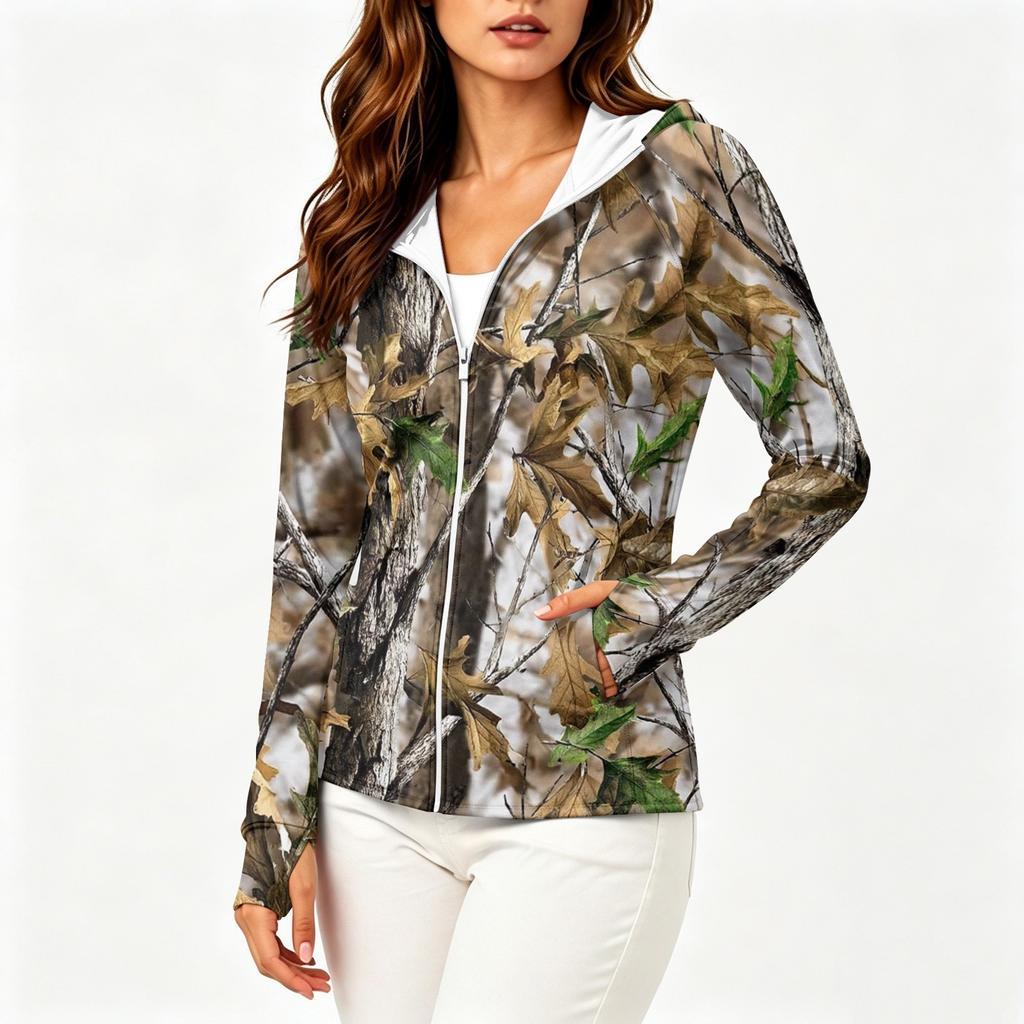 Womens Lightweight Full Zip Hoodie Sun Protection Jacket with Hood and Pockets Long Sleeve Outdoor Activewear