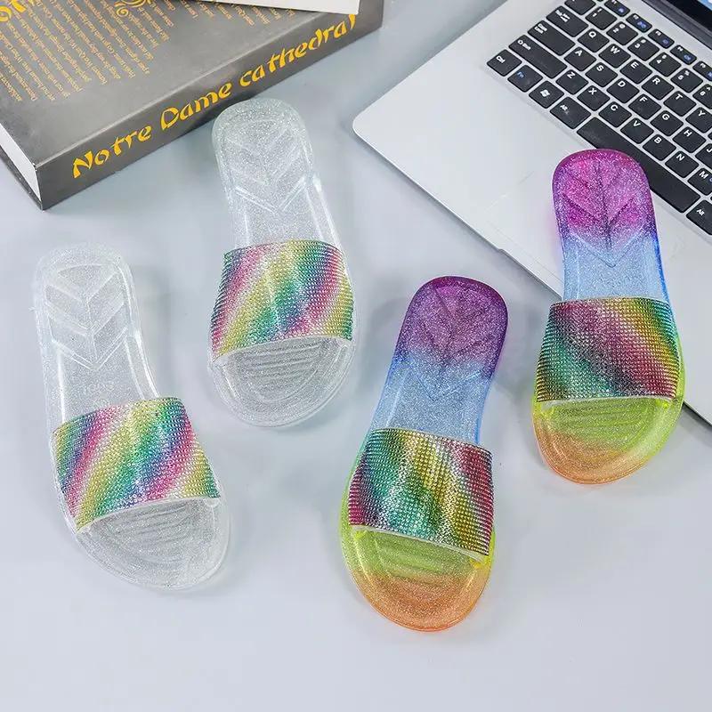 Clear Living Room Women's Slippers and Ladies Sandals Jelly Transparent Shoes Indoor Slides Home House Summer Footwear Pvc Vip