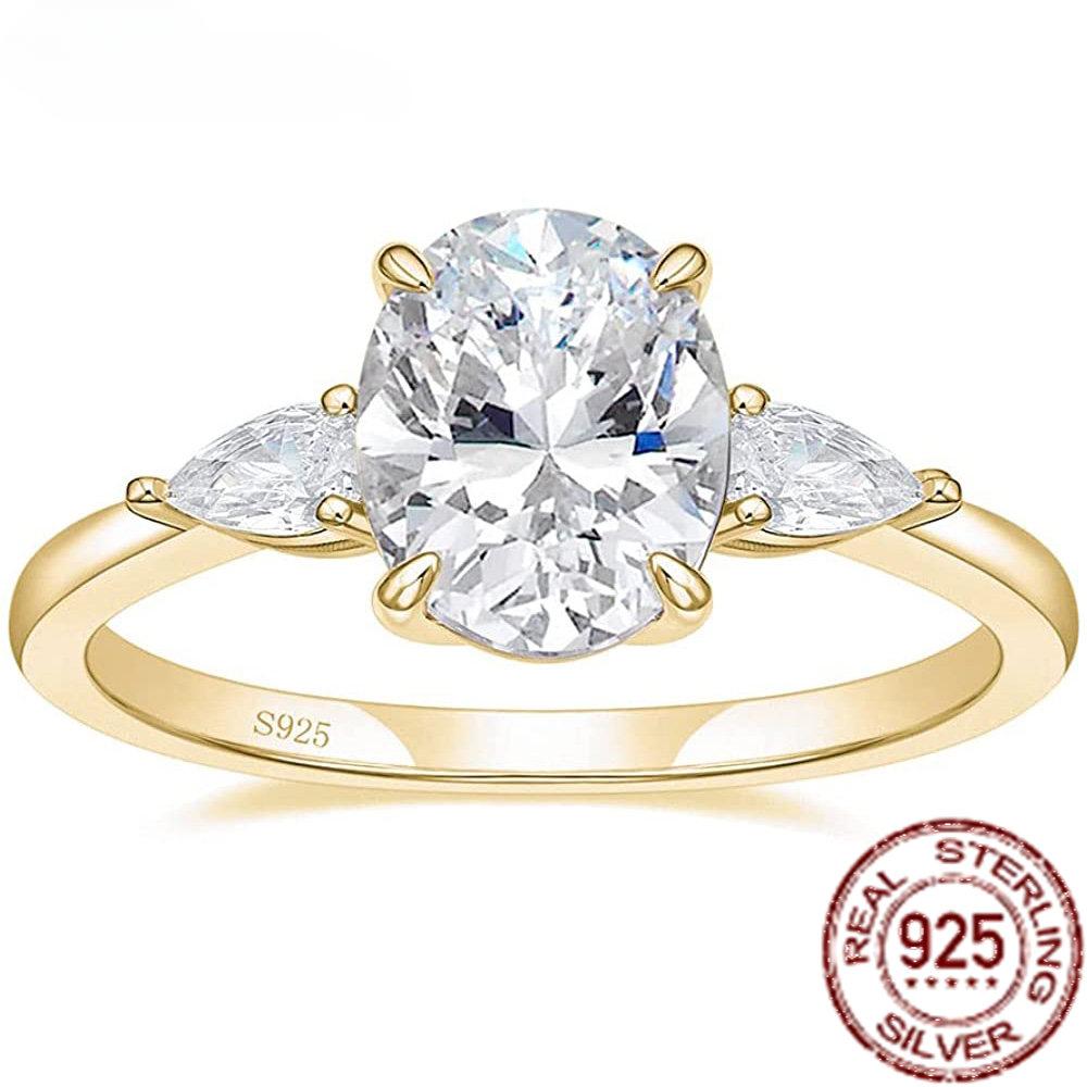 

Обручальные кольца из стерлингового серебра 925 пробы 3 карата с 3 камнями кубического циркония CZ Обручальные кольца для женщин