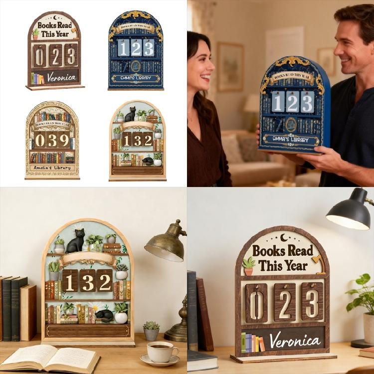 Educational Wooden Role Play Tool Books Read This Year Counter Bookshelf Decors Wall Art Home Library Essential