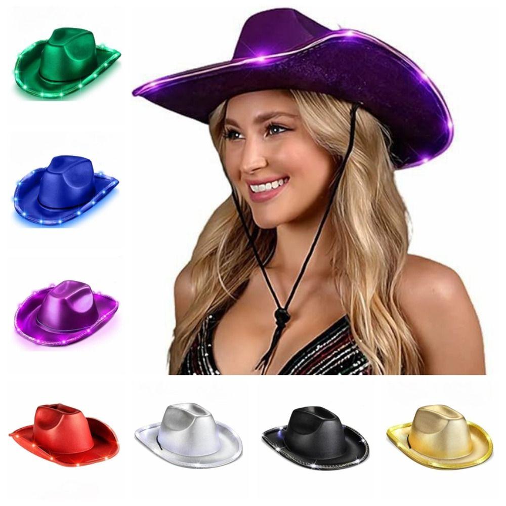 Composite Light Up Cowgirl Hat Comfortable Cowboy Hat Durable Space Cowgirl Hat  Outdoor