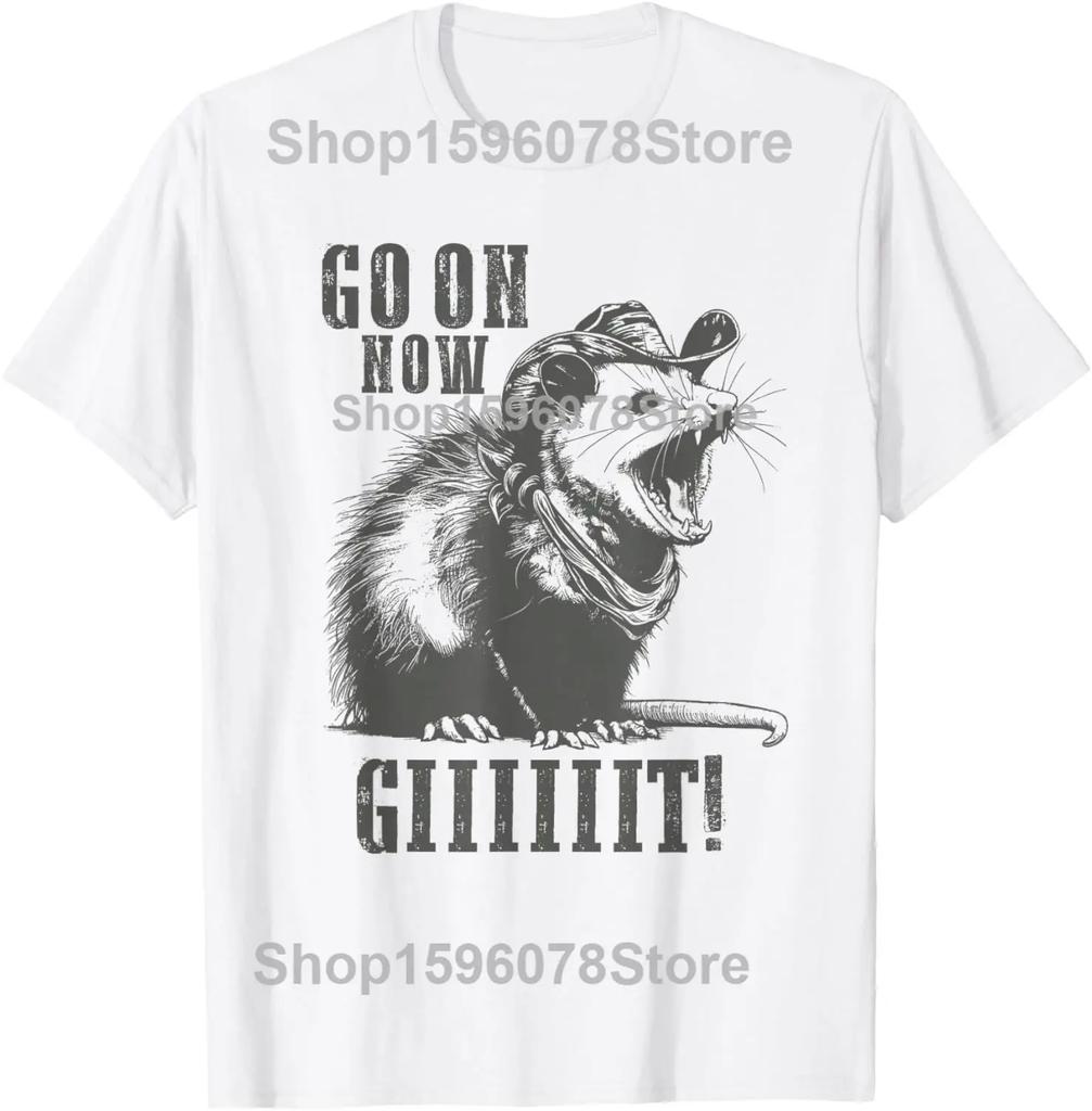 Zuerst einmal bin ich ein entzückendes wütendes Opossum Possum Wildtier T-Shirts Herren Streetwear T-Shirt Kurzarm Unisex Lockere Kleidung