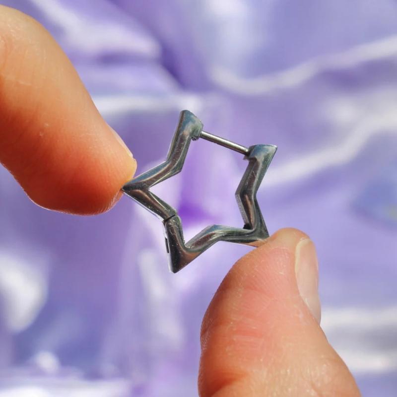 Stainless Steel Pentagram Star Ear Stud Sweet Cool Star Stud Earrings Jewelry Fashion Piercing Earrings Birthday Gift