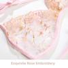 Thin Belt Thong Sheer Flower Thong Bra Set Embroidery Underwear for Women  Romantic Night
