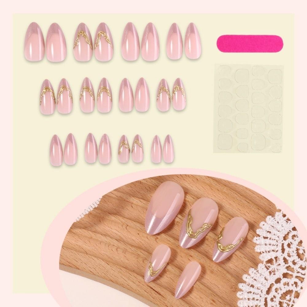 24Pcs Full Cover False Nail Rhinestone Fake Nail Vintage Nail Tips  Women