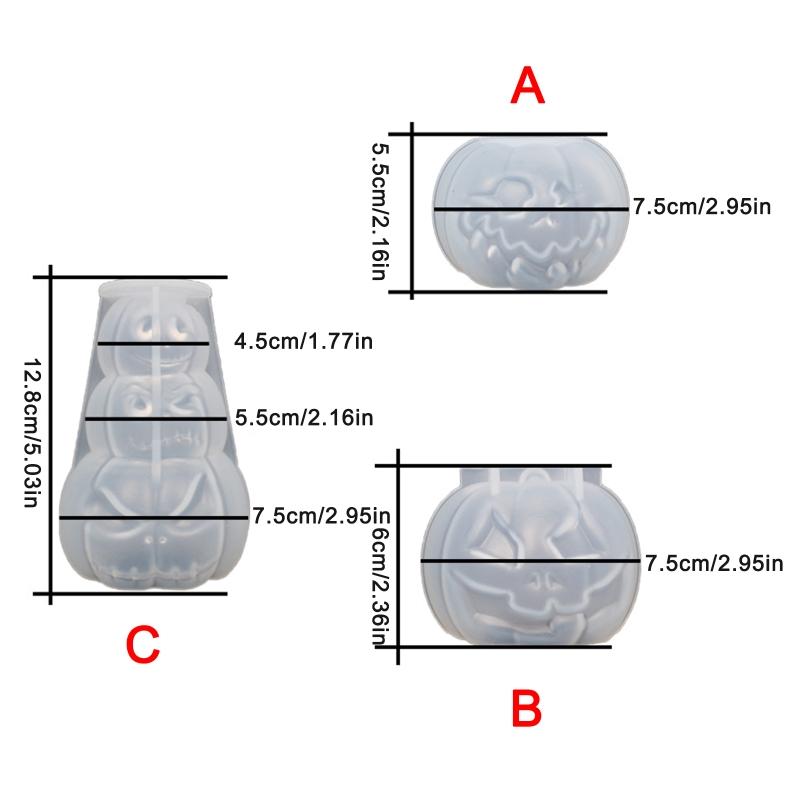 Halloween Pumpkin Mold Candle Mold for DIY Candles Plaster Crafts Halloween Favor Reusable Resin Casting Silicone Mold