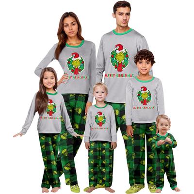 Ebeveyn-Çocuk Noel Baskılı Ev Takımı Uzun Kollu Üst Ve Pantolon