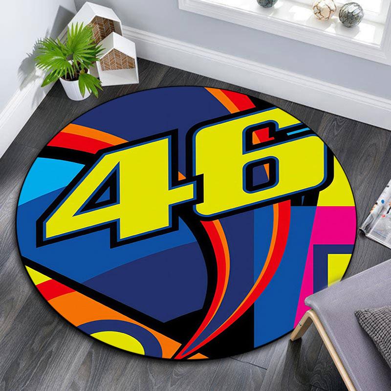 VR46 pattern round rug,Carpet Rug for Living Room Bedroom Playroom ,Non-slip Floor Mat,Holiday Gifts and Birthday Gifts.