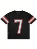 Summer T Shirt Mesh Jersey Style Number 7 Print T Shirt Short Sleeve V Neck Sporty Casual Streetwear Tops
