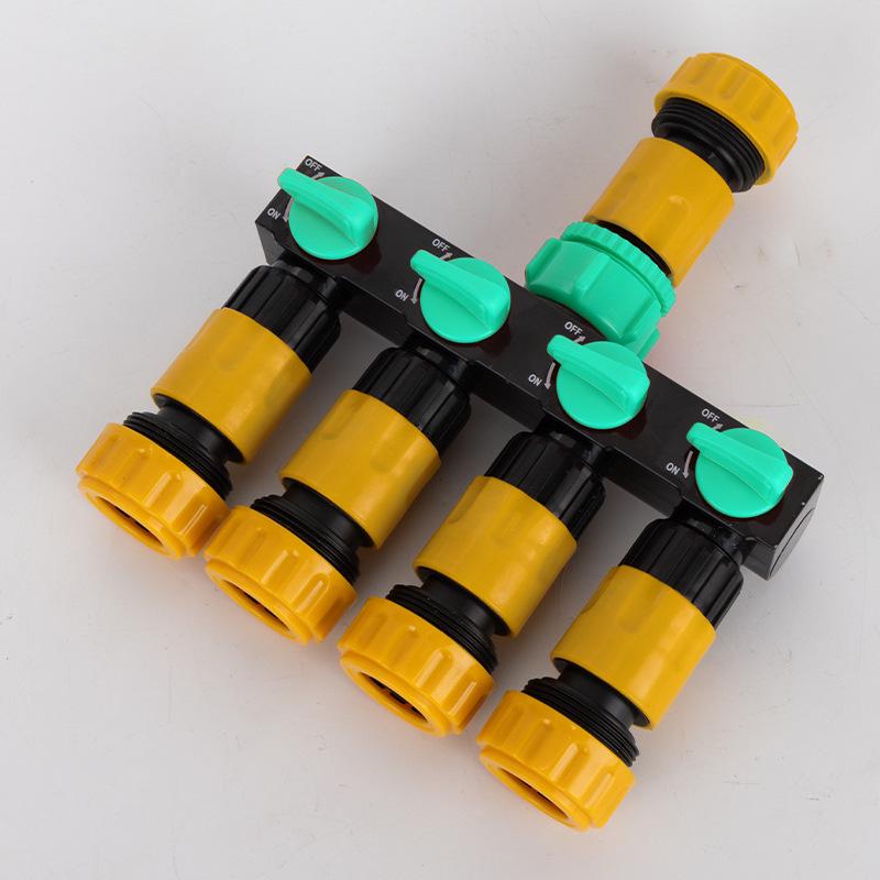 Garden Hose 4-Way Water Splitter with Switch Valve Connector