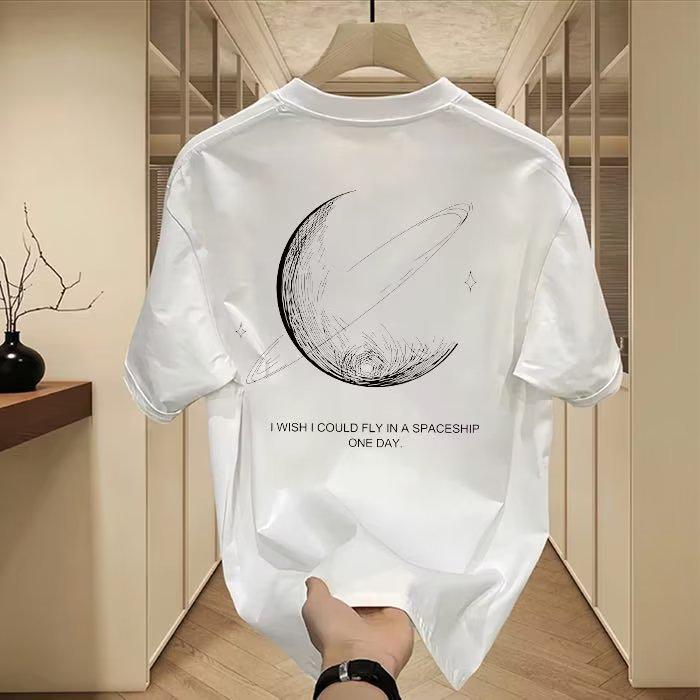 Unisex Trendy White Heavy Cotton Short-Sleeve T-Shirt - Versatile Summer Casual Round Neck Top