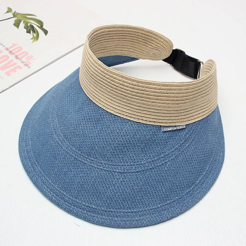 

Womens Adjustable Cowboy Style Summer Sun Hat With Wide Brim And Embroidered Design LightBlue