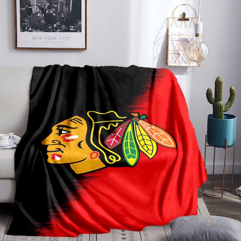 Chicago Hockey Throws Blanket Flannel Blankets Plush for Couch Bed Gifts for Men Women Travel picnic blanket Christmas fan gifts