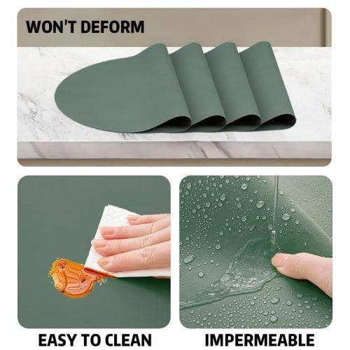 Set of 4 Silicone Placemats, Heat-Resistant and Easy-to-Clean Dining Table Placemats, Non-Slip Silicone Placemats for Dining Tables, Oval, 16.9" X 11.
