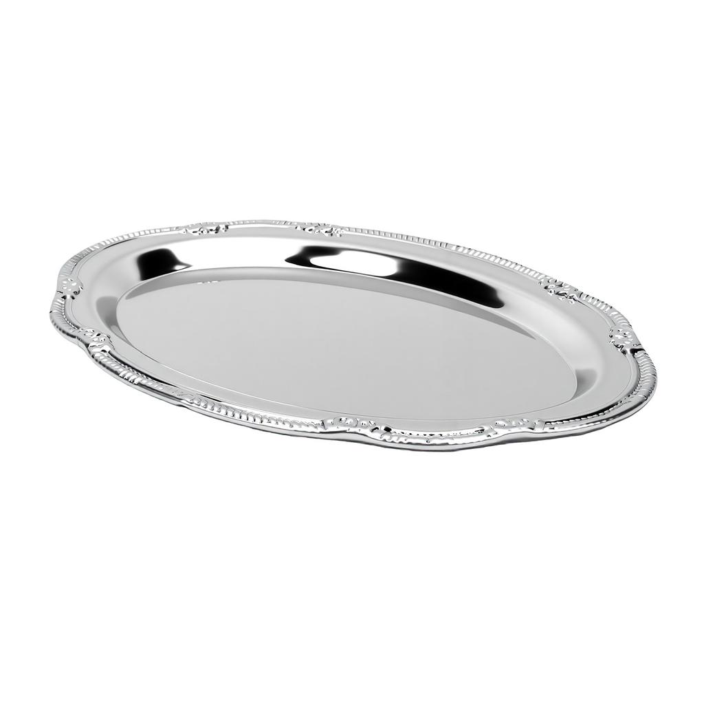Silver Engraved Tray Vintage Dessert Plate Multi Purpose Serving Tray for Cake Fruit Jewelry Display