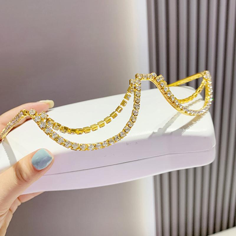 Vintage Diamond Chain Frame Glasses Frame Women For Female Glasses Luxury Brand Designer Popular Party Eyewear Rhinestone Frames