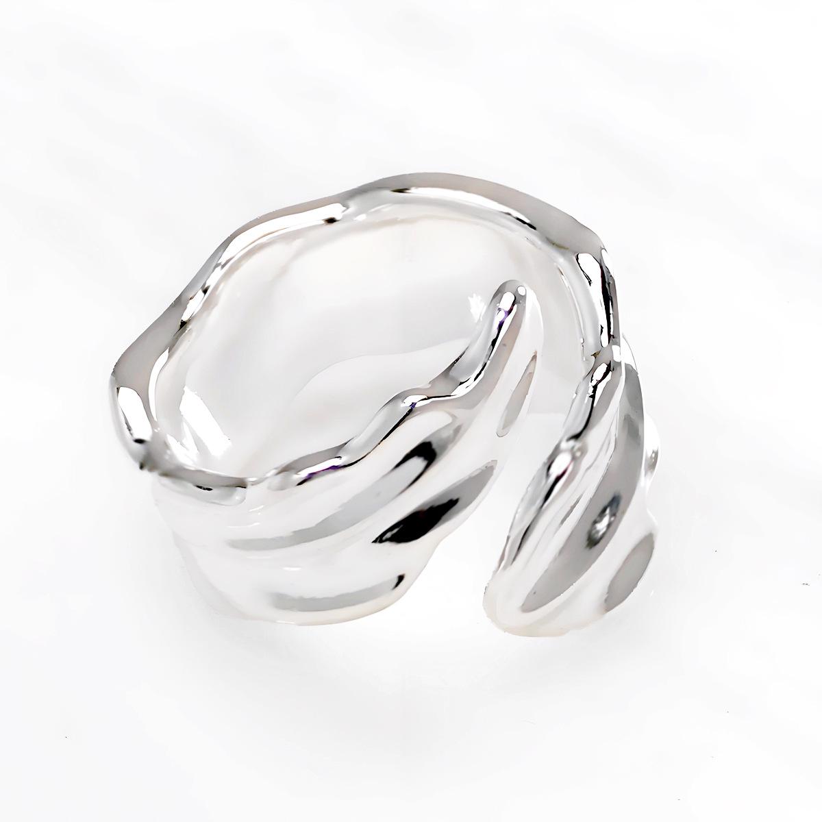 UNOde50 2025 Retro Leaf Feather Open Ring for Women - Exquisite European and American Style Gift Size 8