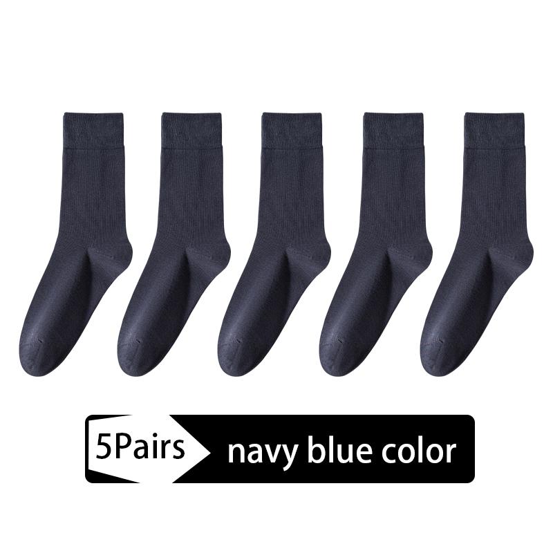 5Pairs Men's Combed Cotton Socks Boneless suture New Casual Breathable Black White Business Male Long Sock High Quality EU38-45