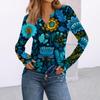 Women's Floral Print Long Sleeve  Shirt Elegant Casual Tops Trendy Shirt Tops