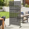 Outdoor Privacy Screen Panel, 3 Panels, Geometric Metal, 92 X 40 X 192 Cm, Black