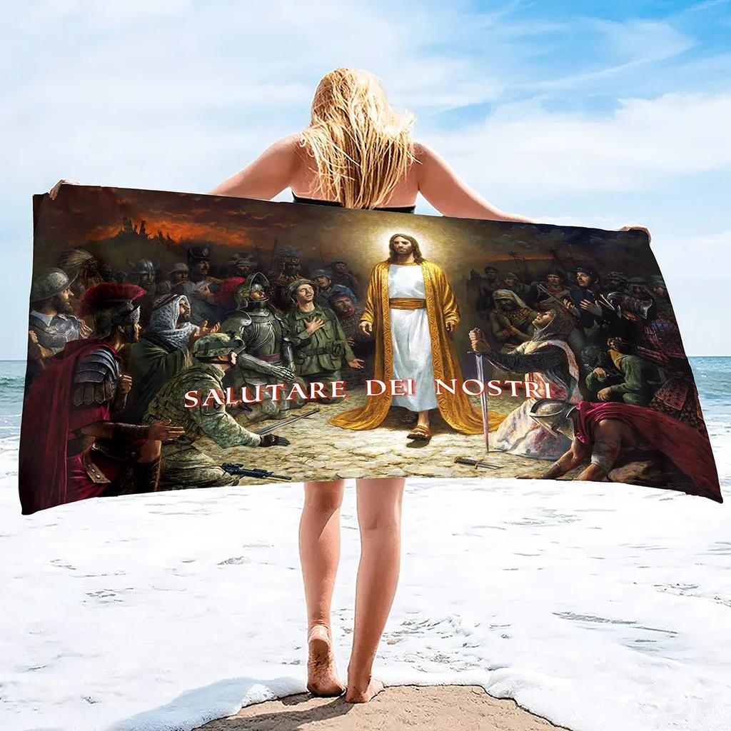 Christianity Buddhism Large Beach Towel Lightweight Pool Towels Quick Dry Bath Towel Ultra Soft Super Water Absorbent Pool Throw