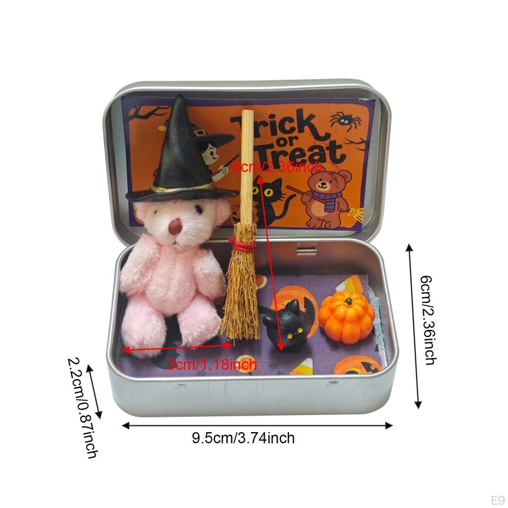 A Box Halloween Decoration Black Cat Pumpkin Ornaments for Boys Girls Mini Witch Broom Stuffed
