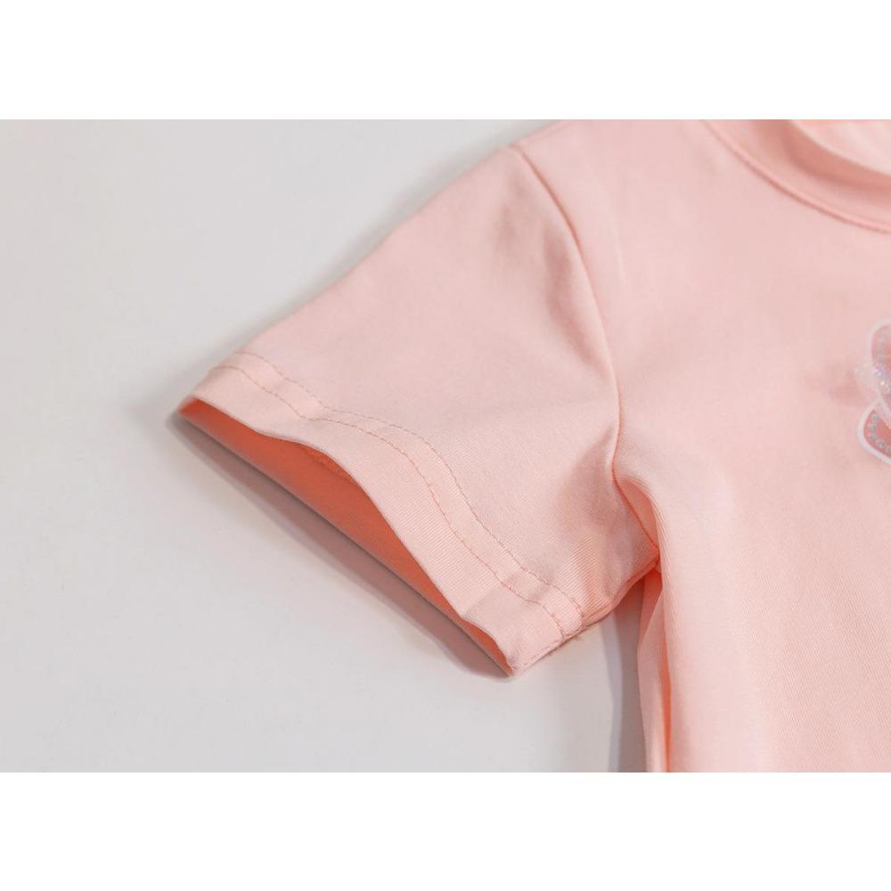 Dívčí letní tričko s krátkým rukávem v bonbónových barvách s jednoduchou mašlí, dětské tričko s krátkým rukávem, sladké