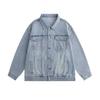 Herre Afslappet Pasform Denimjakke Efterår Afslappet Ydertøj I Vasket Blå Sort Brun Vintage Stil