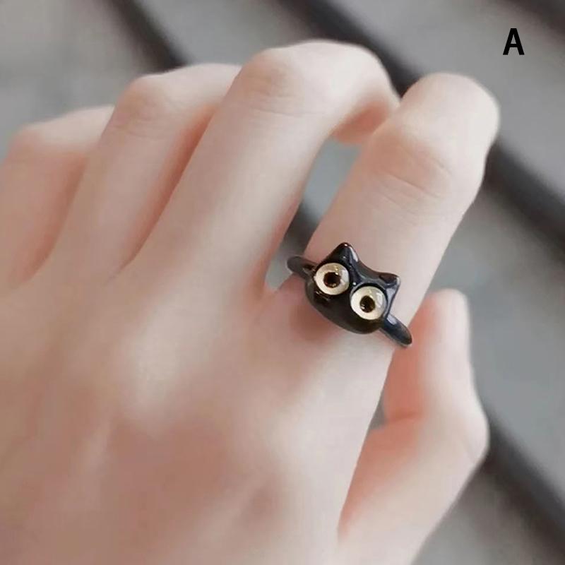 

Cute Style Fashion Sweet Cat Eye Couple Finger Ring Rabbit Animal Opening Adjustable Ring Accessories For Women Jewelry Gift A