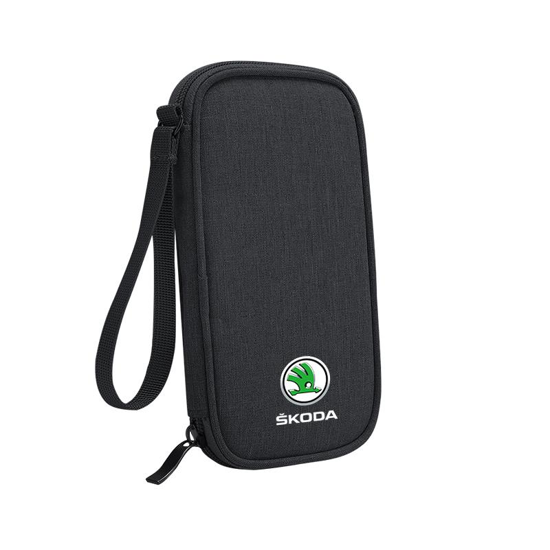 CWWR6 Car Cable Drive Earphone Charger Protable Storage Bag For New Skoda Octavia Kodiaq Fabia Superb Karoq Yeti Rapid Mk3 Vrs Kamiq