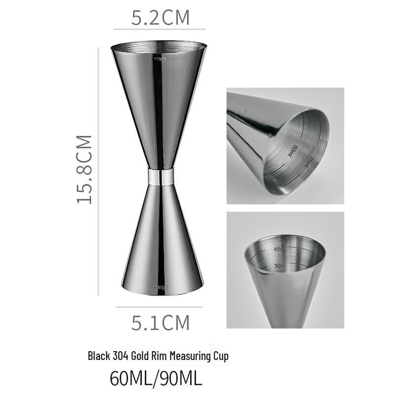 Double-Headed Stainless Steel 304 Gold Ring Jigger with Scaled Measuring Cup for Cocktails