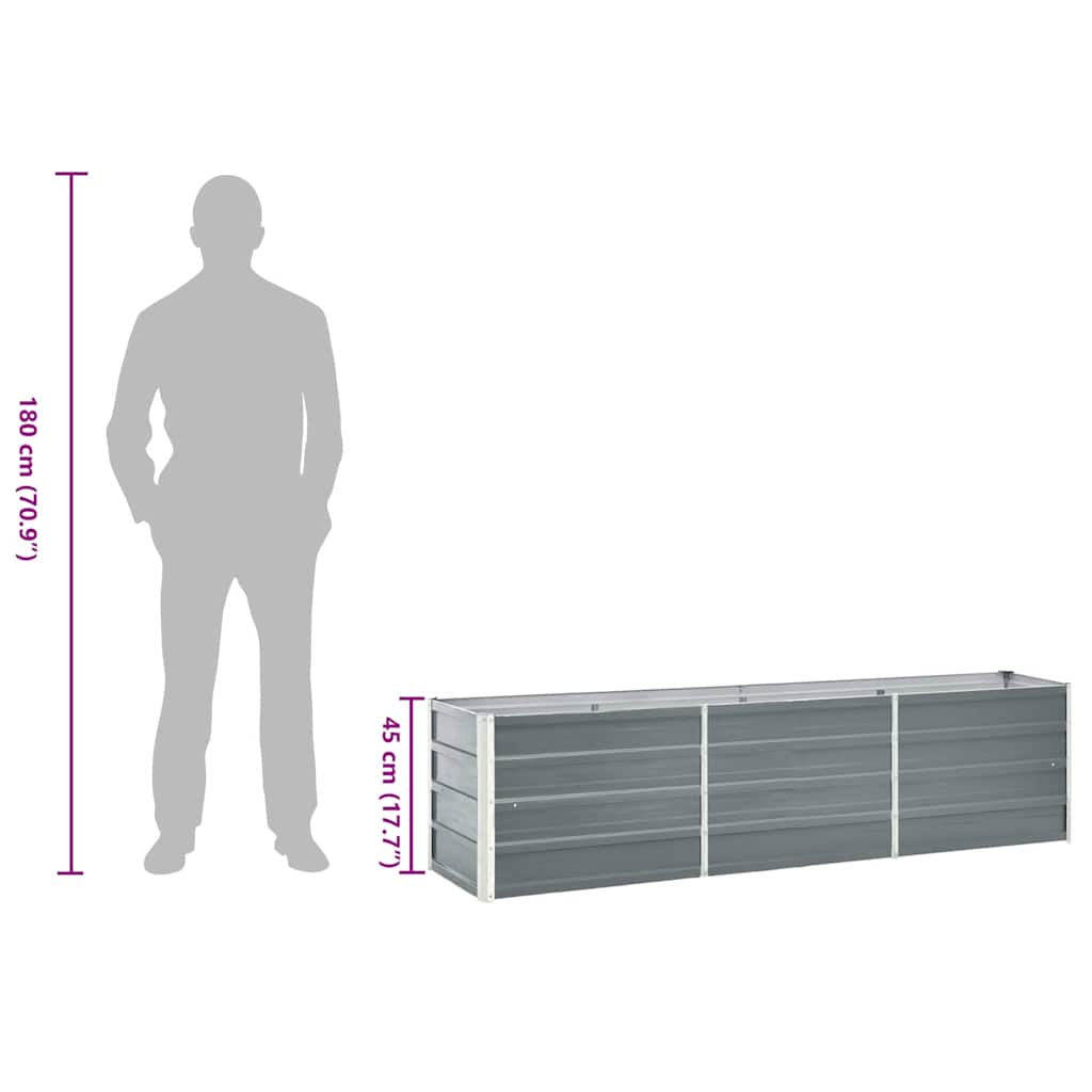 Garden Raised Bed Galvanized Steel 240*40*45 Cm Gray