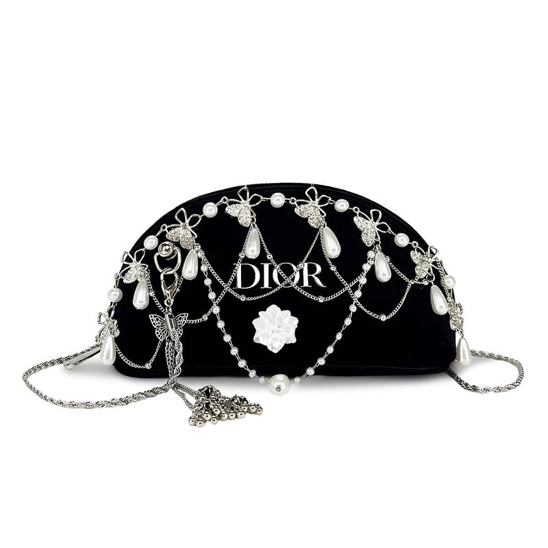 

DIOR Bag [Customized Cosmetic Bag] Velvet Butterfly Nocturne Glitter Cat Special Gift Box Companion Butterfly Accessories Black black velvet
