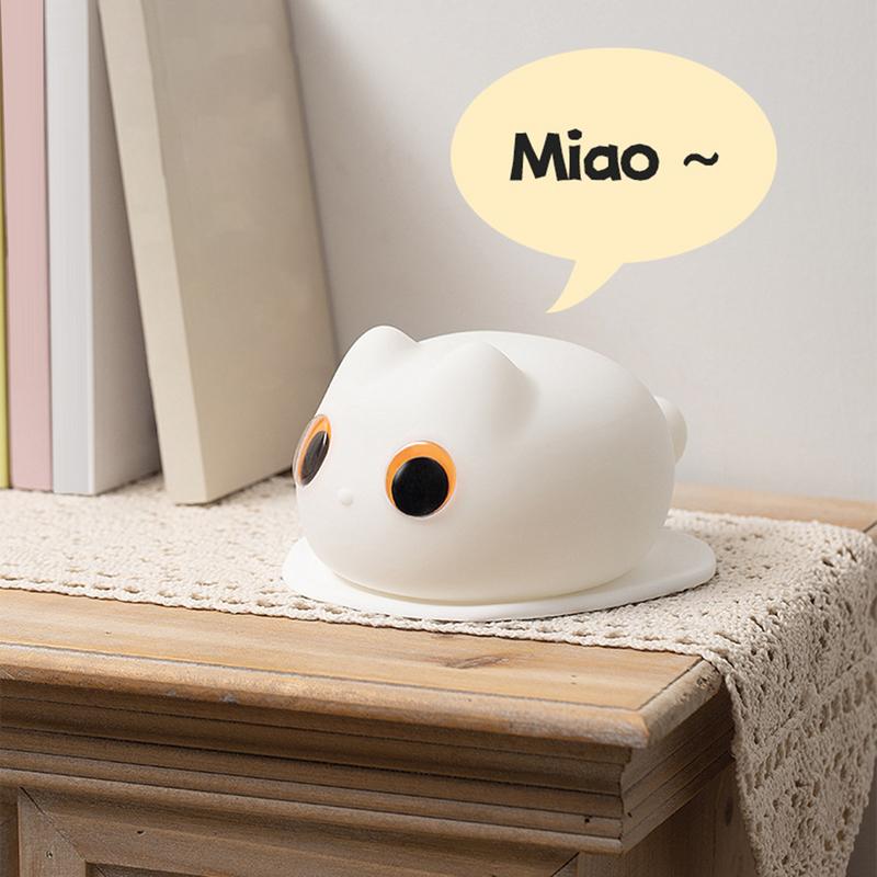 Cat Lamp Cute Silicone Lamp Rechargeable Animal Night Light 800mAh Bedside Lamp Room Decor Nightlight Tap Control For Bedroom