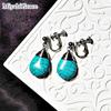 Natural Elegant Miyabi Grace Women's Earrings, Non-pierced Earrings, Popular, Painless, Teardrop, Turquoise, Blue, Stone, Blue, Large, Gemstone,