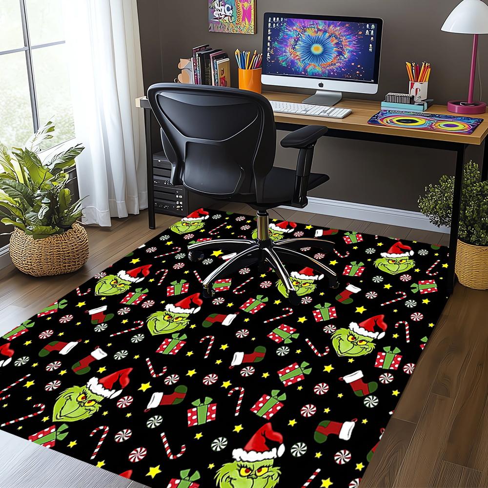 Grinch Printed Carpet Rug for Office Chair Living Room Bedroom Kitchen Room Decor Gifts
