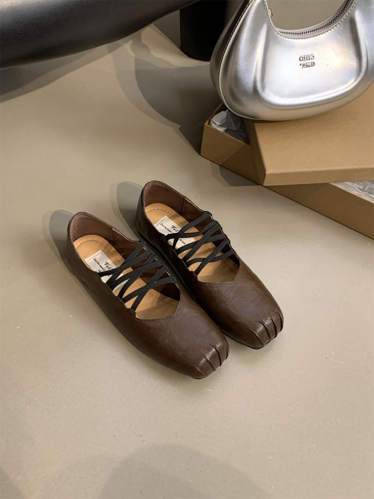 

Fashion Woman Simple Shoes Square Toe Mary Jane Spring Vintage Shoes Ladies Daily Retro Flats Autumn Footwear Slip On Women Loafers 35 коричневый