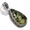 Natural Prehnite Gemstone Handmade 925 Sterling Silver Pendant 2.25" q7p96