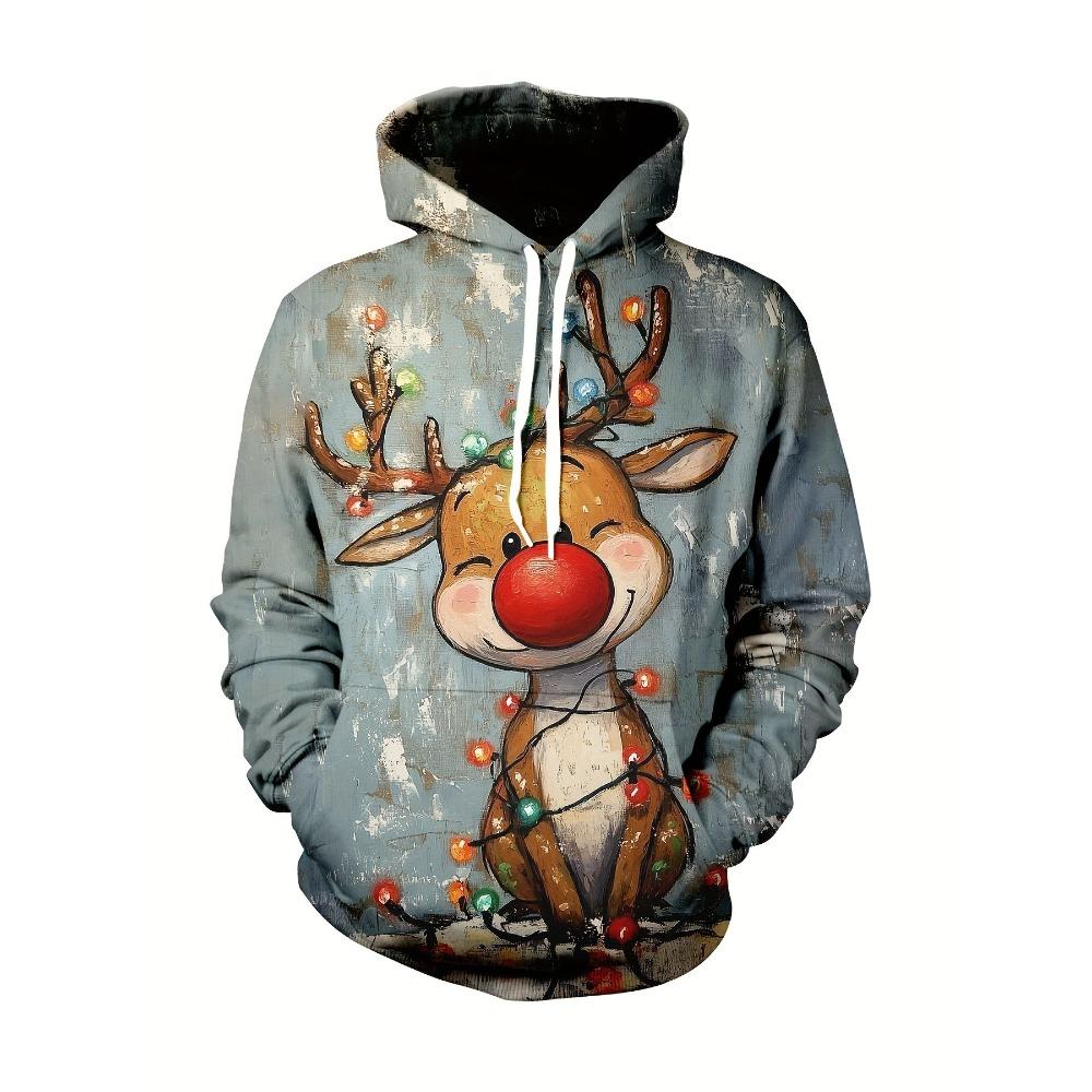 Autumn Winter Christmas Series 3D Digital Printed Men's Women's Loose Fitting Pullover Hoodies Fashionable Cartoon Long Sleeved Hoodies