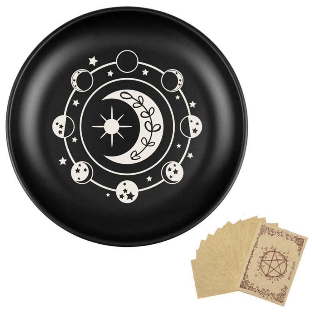 

Round Decorative Jewelry Dish Stainless Steel Crystal Stone Storage Tray Divination Tray Gift Style C