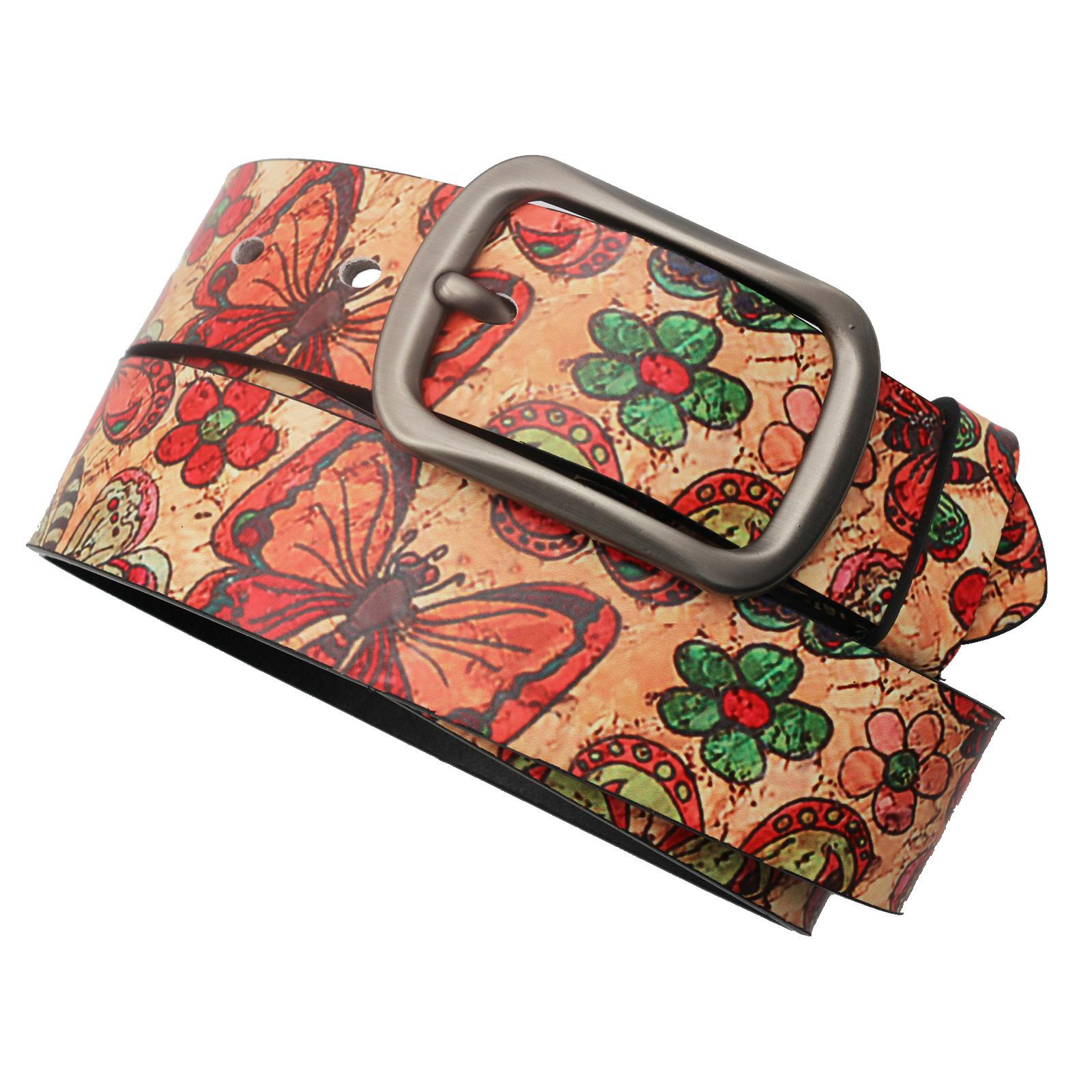 

Ремень Ins с рисунком в виде бабочки из искусственной кожи, европейский и американский тренд, универсальный модный ремень с пряжкой 125cm красный