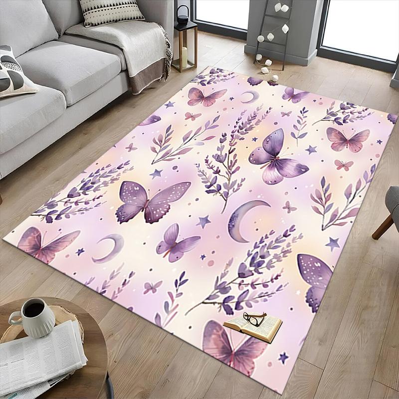 1PC Butterfly Flowers Extra Large Non-Slip Floor carpet, Office, family, bedroom, Studio - Large Area Rug,Longlasting Material-K0367