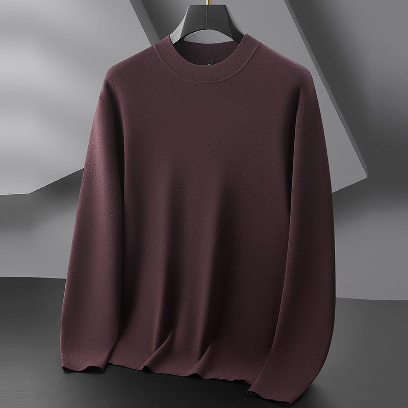 

Men s Plus Size Silk Velvet Knitwear: Autumn/Winter 2025 Casual Round Neck Wool Sweater. 6XL темно-червоний колір