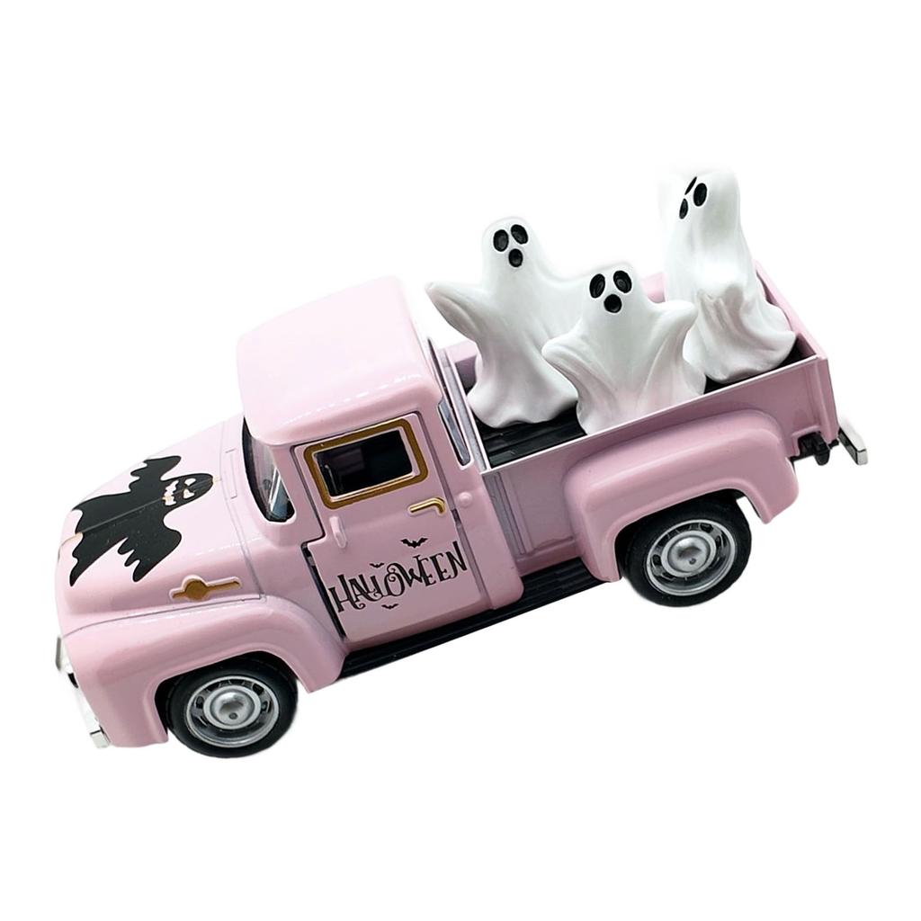 Vintage Halloween Alloy Truck Model with Ghostly Figurines Vehicle Collectible Ornament Farmhouses Home Office Decors