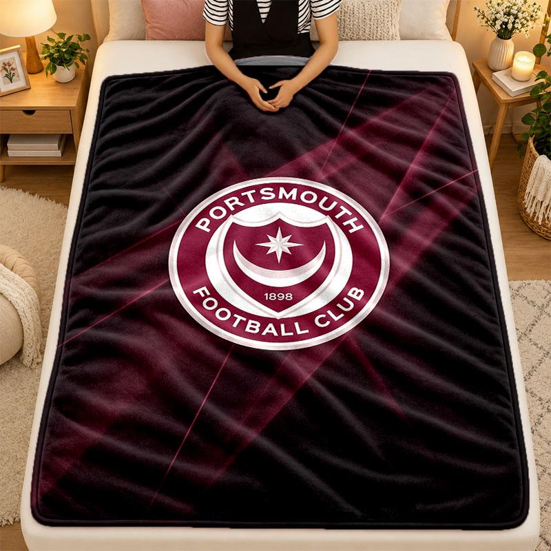 Flannel BlanketPortsmouth FC Warm Soft Throw Blanket for Indoor Sofa Bed Living Room Use