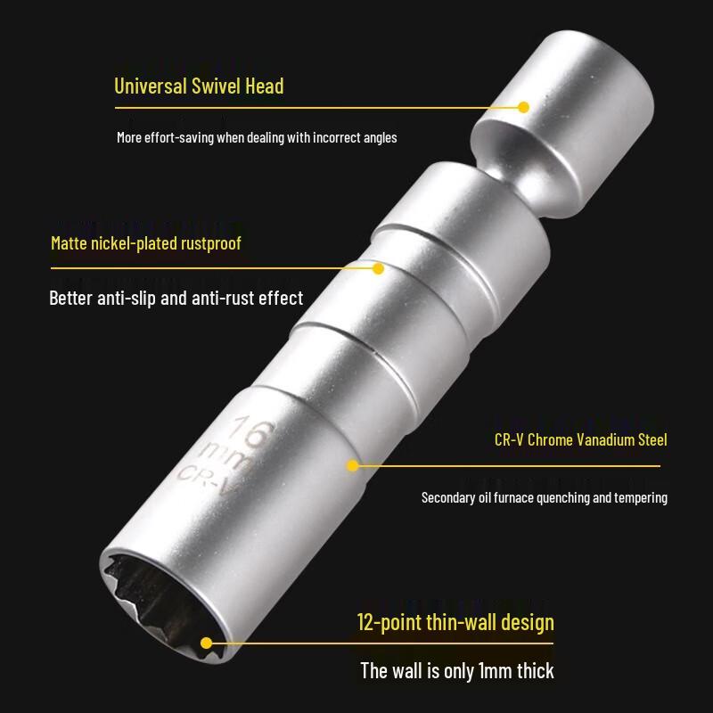 Magnetic Universal Spark Plug Socket Wrench