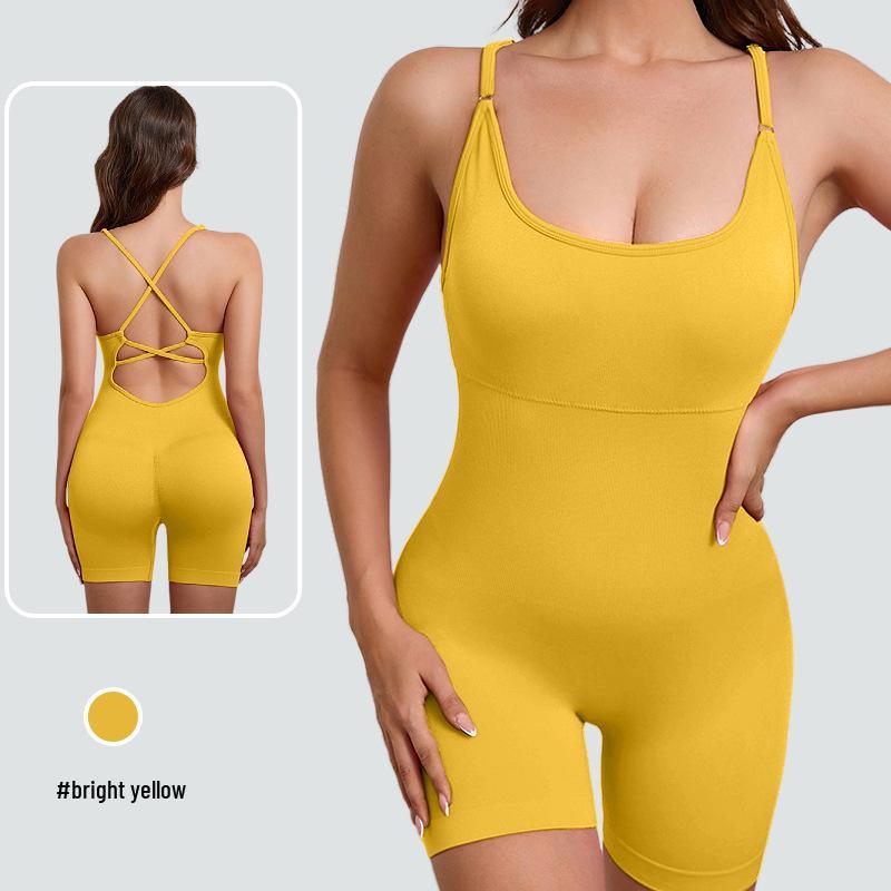 "Women's Nude Yoga Sling Jumpsuit for High-Intensity Dance & Fitness"